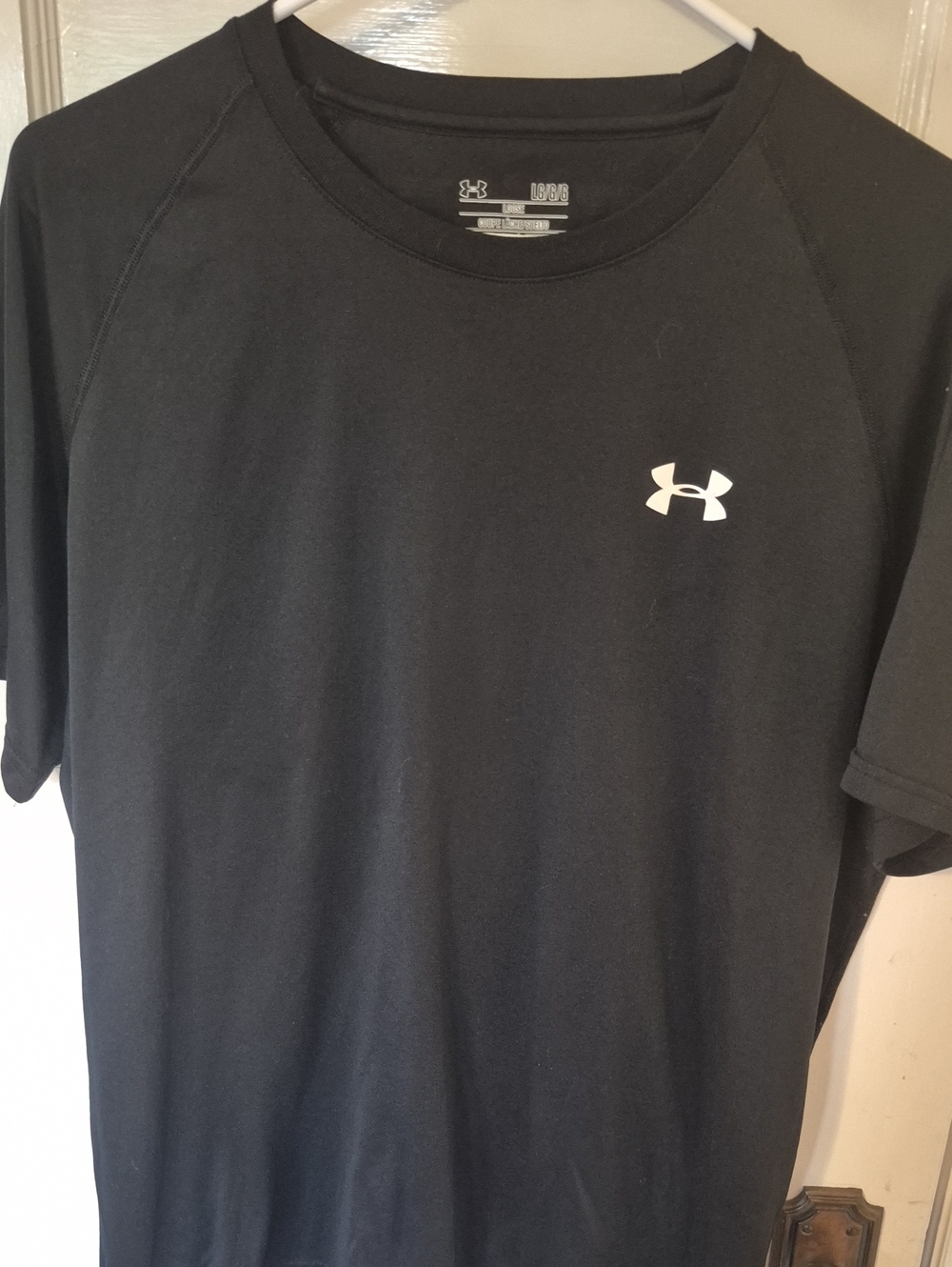 Under Armour Black Short Sleeve Athletic Tee with White Logo